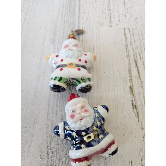 Vintage radko Santa totem American star ornaments double dangling glass tree - Picture 1 of 8